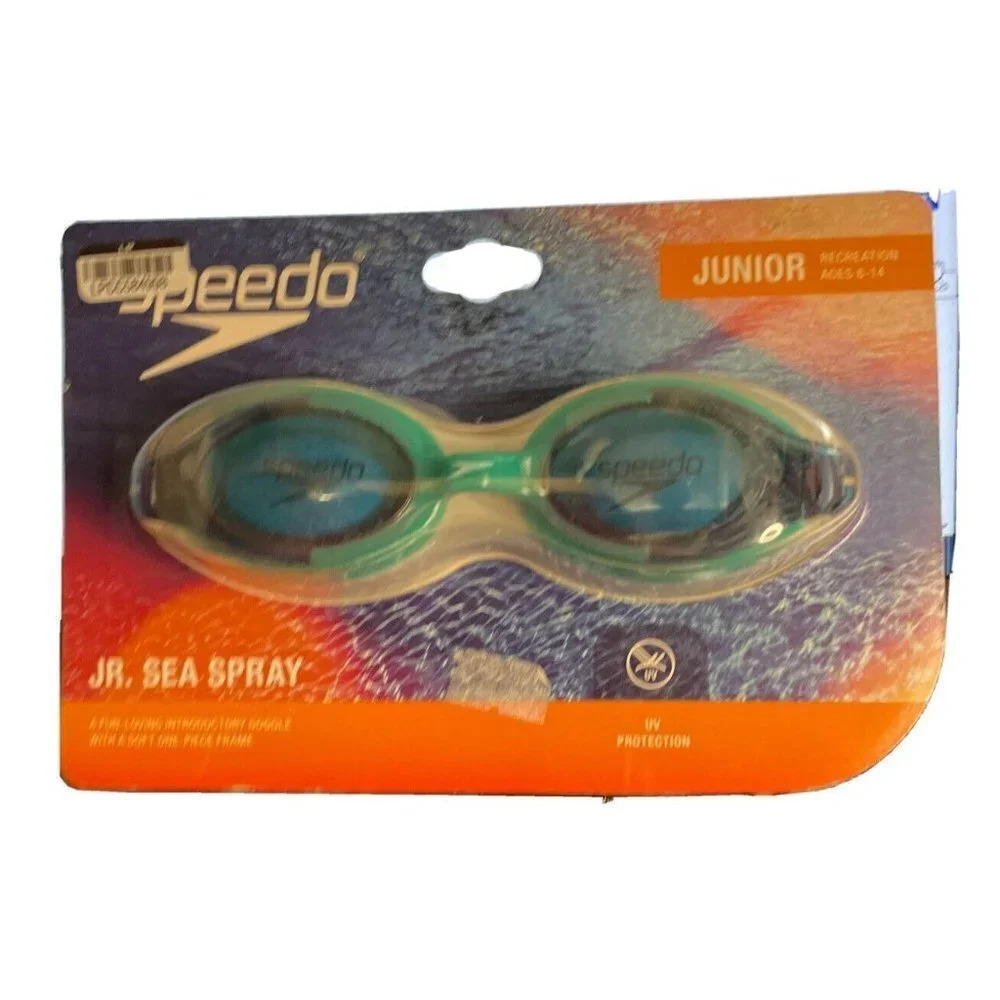 Speedo Swimming JR.‎ Sea Spray Seafoam Cobalt Goggles Ages Junior 6-14 NEW